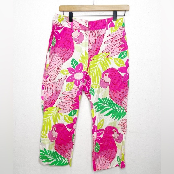 Lilly Pulitzer Port of Caw Ankle Prep Crop Pants Preppy White Label Size 8 - Picture 1 of 7